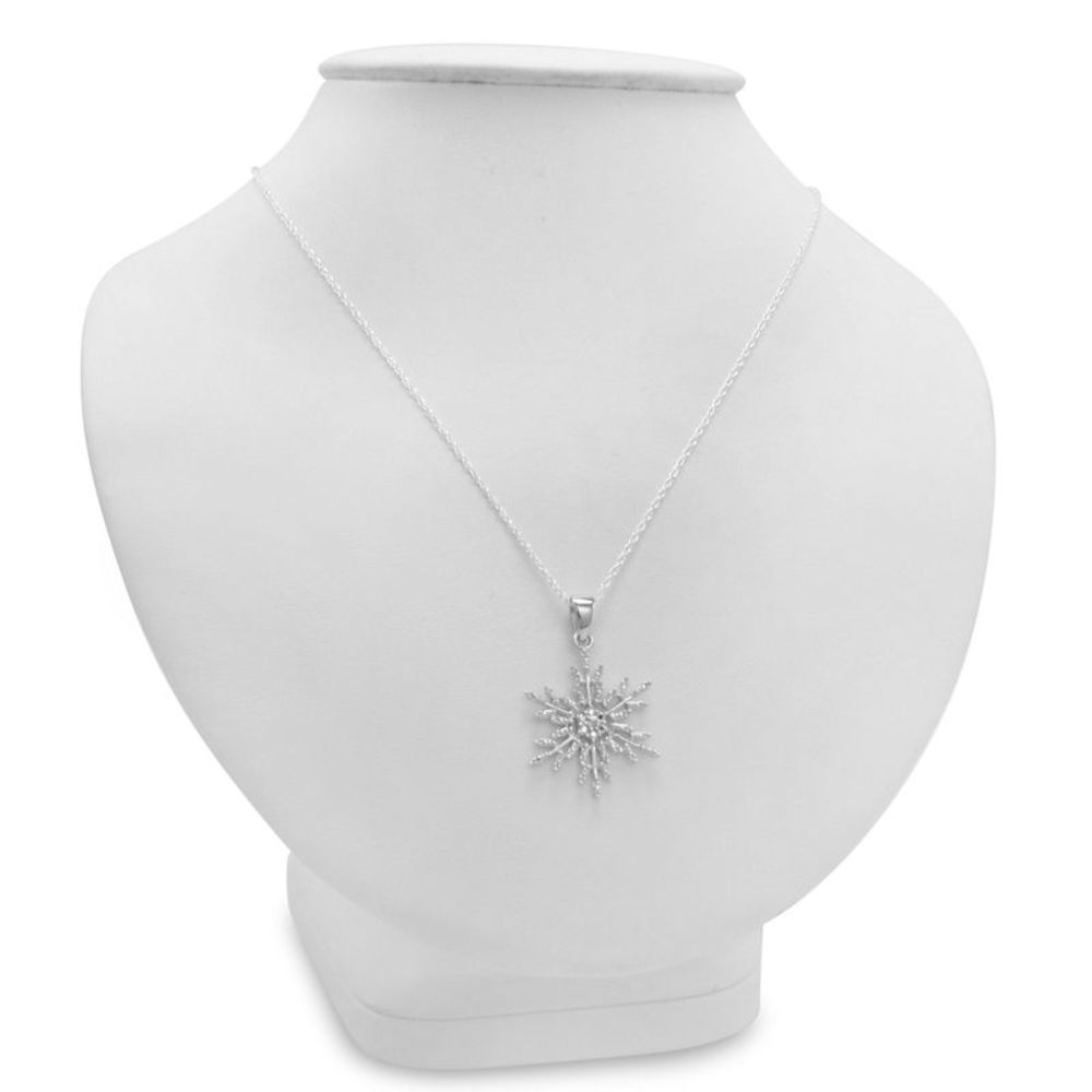 Diamond Accent Snowflake Pendant-Necklace in Sterling Silver - Picture 4 of 4